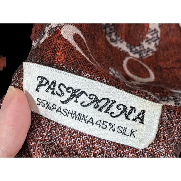 Pashmina Rust And Cream Bubble Print Scarf - Picture 13 of 14